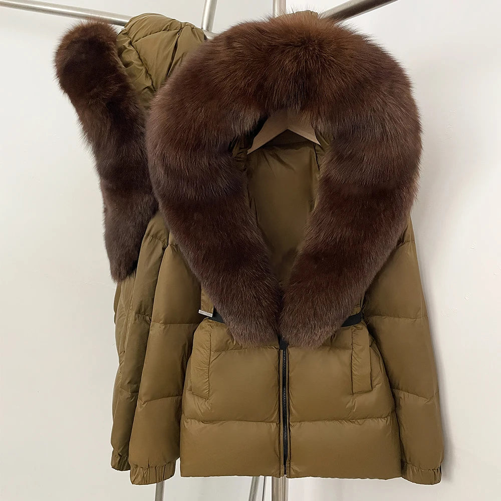 OFTBUY New Winter Clothing Puffer Jacket Women Parkas Waterproof Real Fox Fur Hooded Thick Warm 90% White Duck Down Coat Female