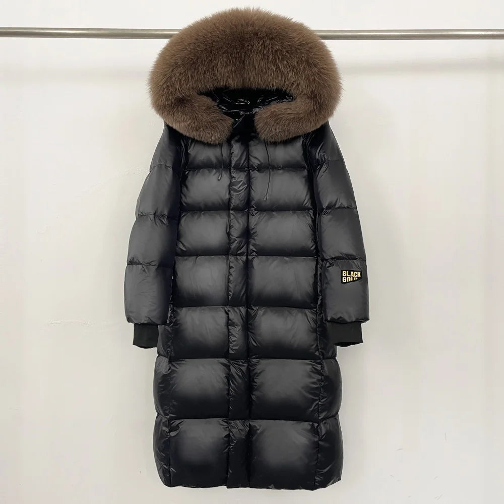 OFTBUY Winter Clothes Women Black Gold Goose Down Coat Big Real Raccoon Fur Collar Overcoat Real Fox Fur Puffer Jacket Female