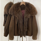 OFTBUY 100% Cotton Natural Fur Duck Down Coat Female New Winter Thick Warm Clothes Women Loose Real Fox Fur Puffer Jacket Lady