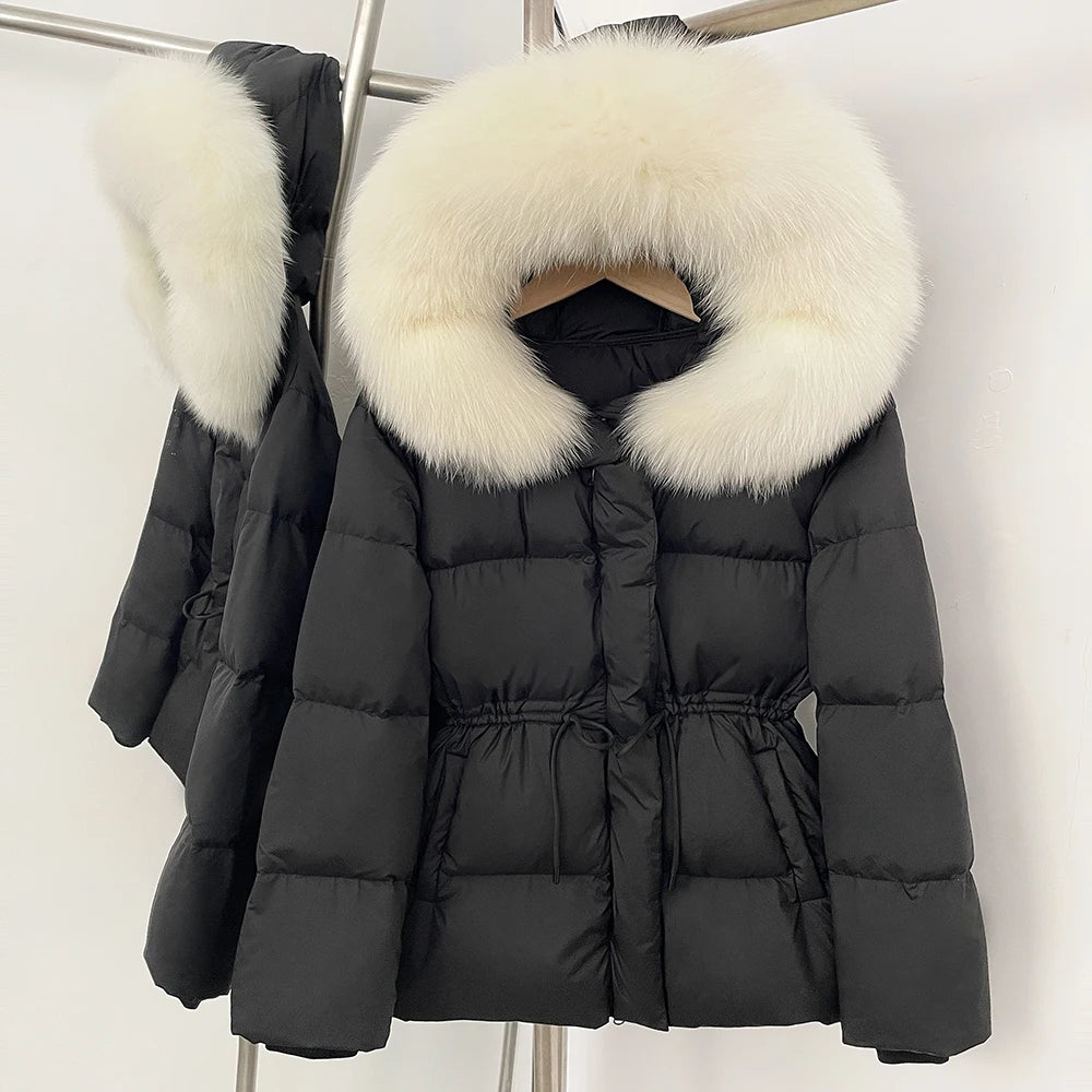 OFTBUY Hooded Long Sleeves Real Fur Duck Down Coat Female New Autumn Winter Warm Clothes Women Natural Fox Fur Puffer Jacket