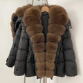 OFTBUY Big Natural Fox Fur Collar Duck Down Coat Female Hooded Thick Warm Top Clothes Women Fashion Real Fur Puffer Jacket