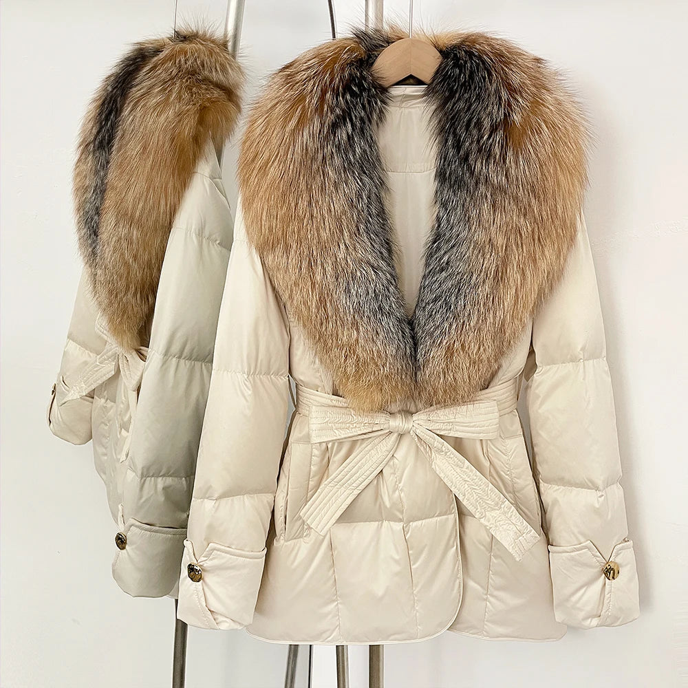 OFTBUY New Women's Winter Down Jacket Real Fox Fur Outer Clothes Female Luxury Duck Down Jacket Feather Coats and Parkas