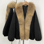 OFTBUY Loose Thick Warm Goose Down Coat Female New Winter Japanese Style Outfit Top Clothes Women Natural Fox Fur Puffer Jacket