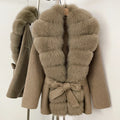 OFTBUY New Autumn Winter Top Clothes Women Luxury Natural Fox Fur Woolen Jacket Female Thick Warm Real Fur Cashmere Wool Coat
