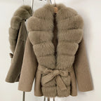 OFTBUY New Autumn Winter Top Clothes Women Luxury Natural Fox Fur Woolen Jacket Female Thick Warm Real Fur Cashmere Wool Coat