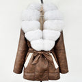 OFTBUY Large Natural Fox Fur Coat New Women Thick Warm Retro Faux Lamb Fur Jacket Belt Winter Female Parkas Outwear