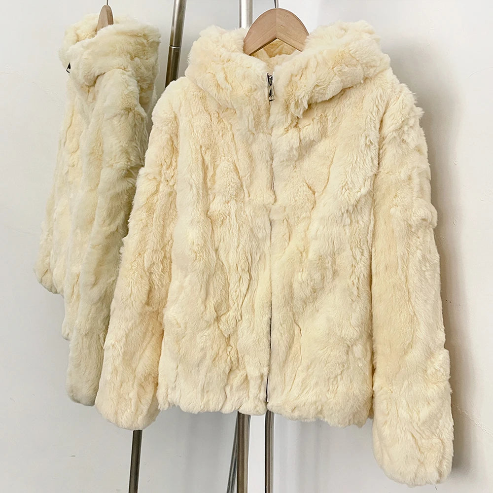 OFTBUY Women's Real Rex Rabbit Fur Vest Stand Collar Zipper Natural Fur Waistcoat Female New Autumn Winter Luxury Outerwear Lady