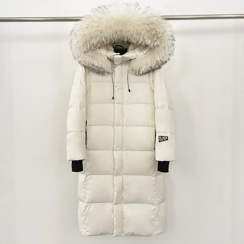 OFTBUY Winter Clothes Women Black Gold Goose Down Coat Big Real Raccoon Fur Collar Overcoat Real Fox Fur Puffer Jacket Female