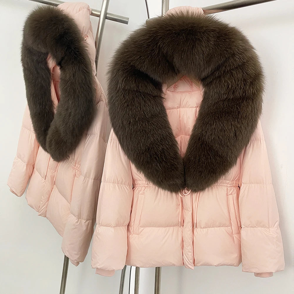 OFTBUY Big Real Fox Fur Collar Duck Down Coat Female New Winter Hooded Warm Down Clothes Women Natural Raccoon Fur Puffer Jacket