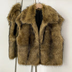 OFTBUY Factory Faux Fur Waistcoat Female New Winter Sleeveless Fake Fur Clothes Women Warm Thick Artificial Raccoon Fur Vest Coat