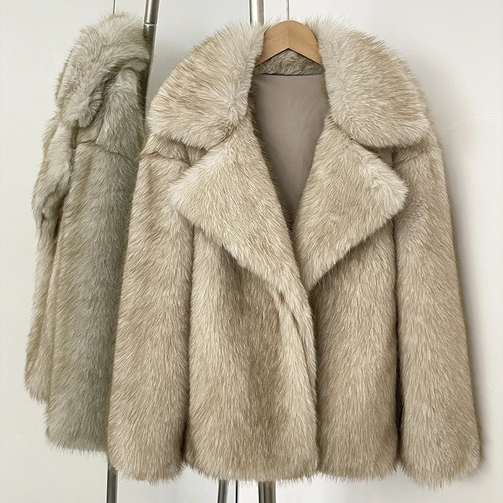 OFTBUY Winter Clothes Female Ins Hot Fashion Girls Oversized Gradient Fur Coat Women Thick Warm Outerwear Fluffy Faux Fox Fur Jacket