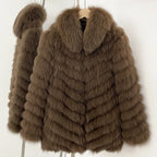 OFTBUY 2-in-1 Reversible Luxury Jacket - 100% Real Fox Fur Coat & Windproof Winter Parka