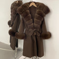 OFTBUY New Autumn Winter Warm Woolen Clothes Women Long Sleeves Cashmere Woolen Jacket Luxury Real Fox Fur 100% Wool Coat Female