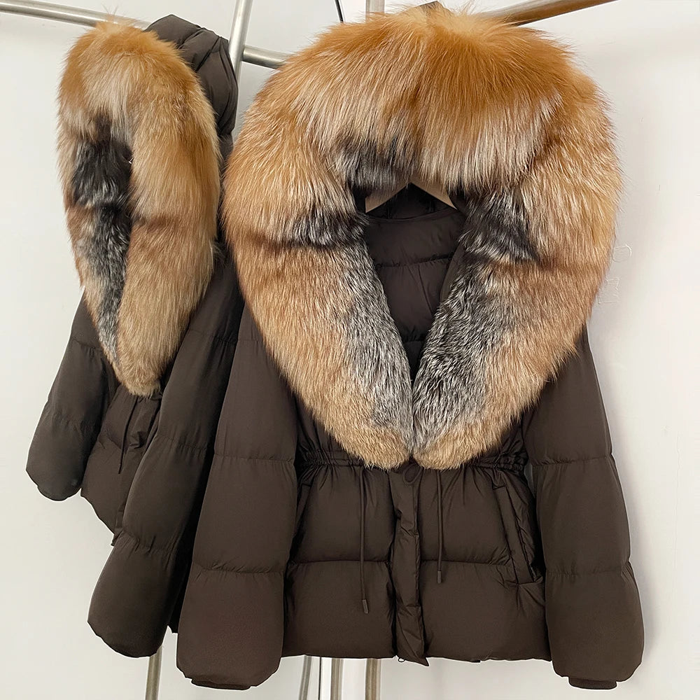 OFTBUY Big Real Fox Fur Collar Duck Down Coat Female New Winter Hooded Warm Down Clothes Women Natural Raccoon Fur Puffer Jacket