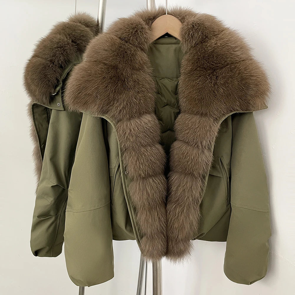 OFTBUY Women's Dcuk Down Coat with Big Real Fox Fur Collar New Winter Warm Thickened Clothing Female Natural Fur Puffer Jacket
