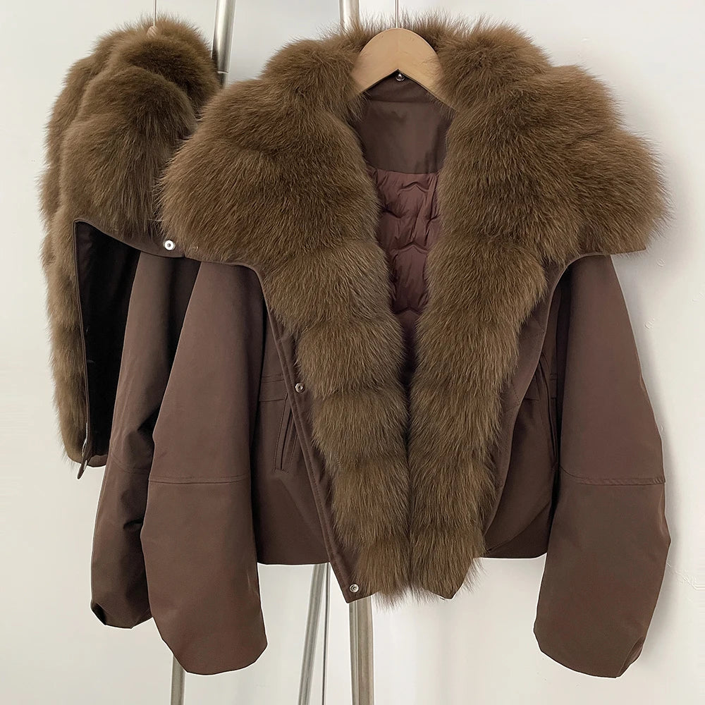 OFTBUY Women's Dcuk Down Coat with Big Real Fox Fur Collar New Winter Warm Thickened Clothing Female Natural Fur Puffer Jacket