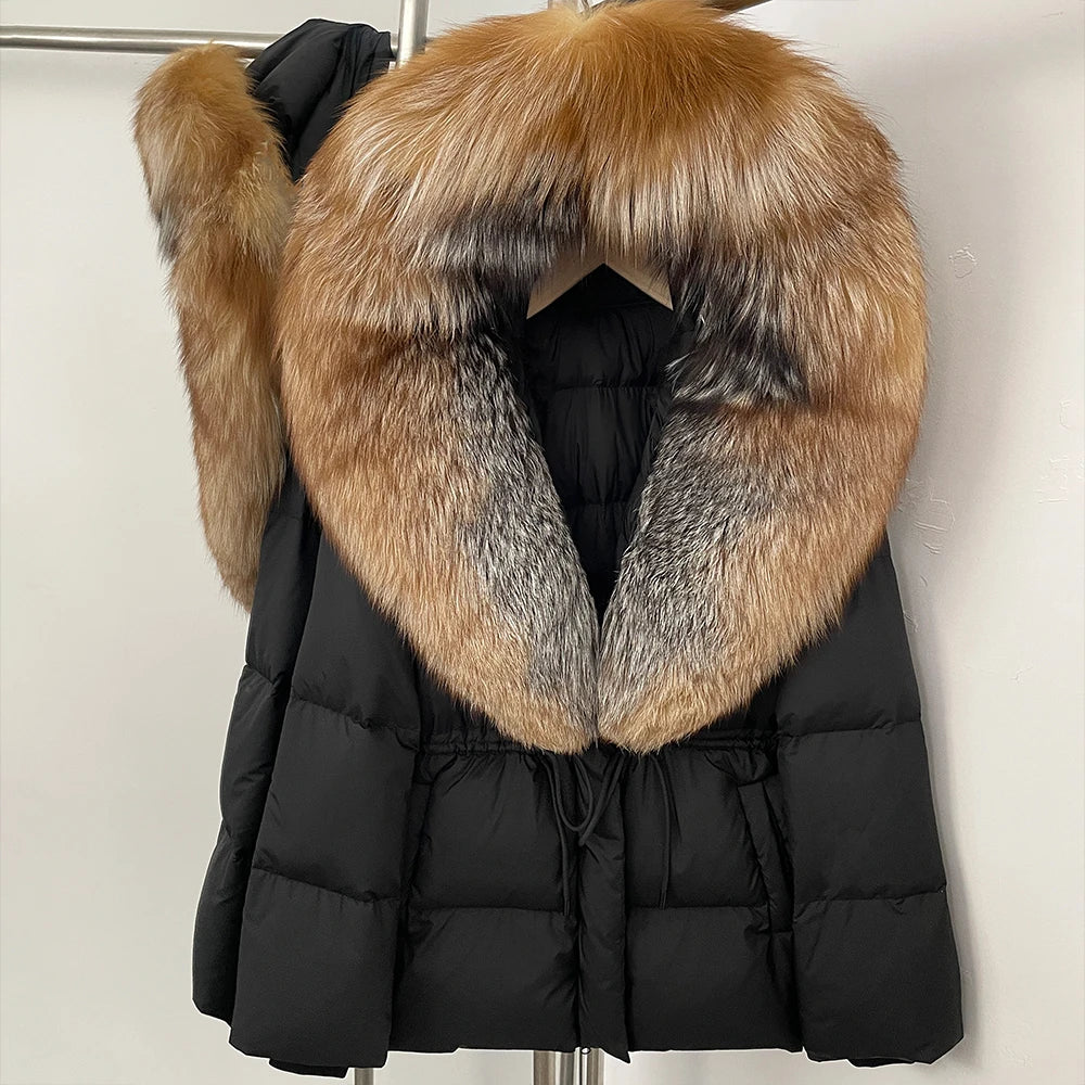 OFTBUY Big Real Fox Fur Collar Duck Down Coat Female New Winter Hooded Warm Down Clothes Women Natural Raccoon Fur Puffer Jacket