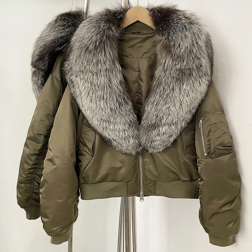 OFTBUY Short Thickened Warm Puffer Jacket Female New Autumn Winter Real Fox Fur Collar Clothes Women Natural Fur Duck Down Coat