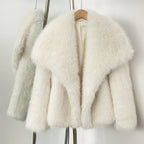 OFTBUY High Street Luxury Big Fur Collar Faux Fox Fur Jacket Female Overcoats Winter Clothes New Fashion Gradient Fluffy Fur Coat Women