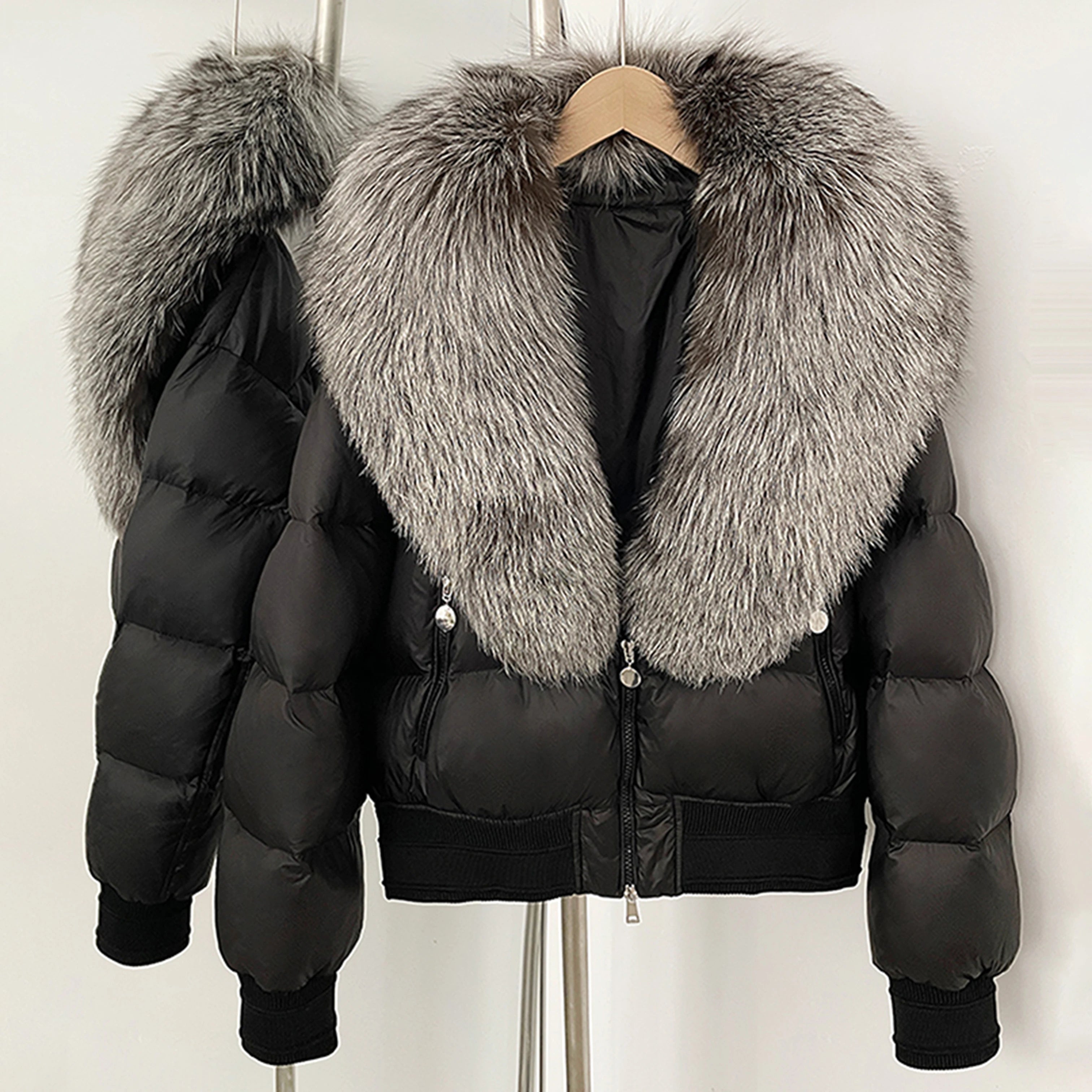 OFTBUY Real Fox Fur Collar Puffer Jacket Female New Winter Top Fluffy Clothing Thick Warm Natural Fur White Duck Down Coat Women