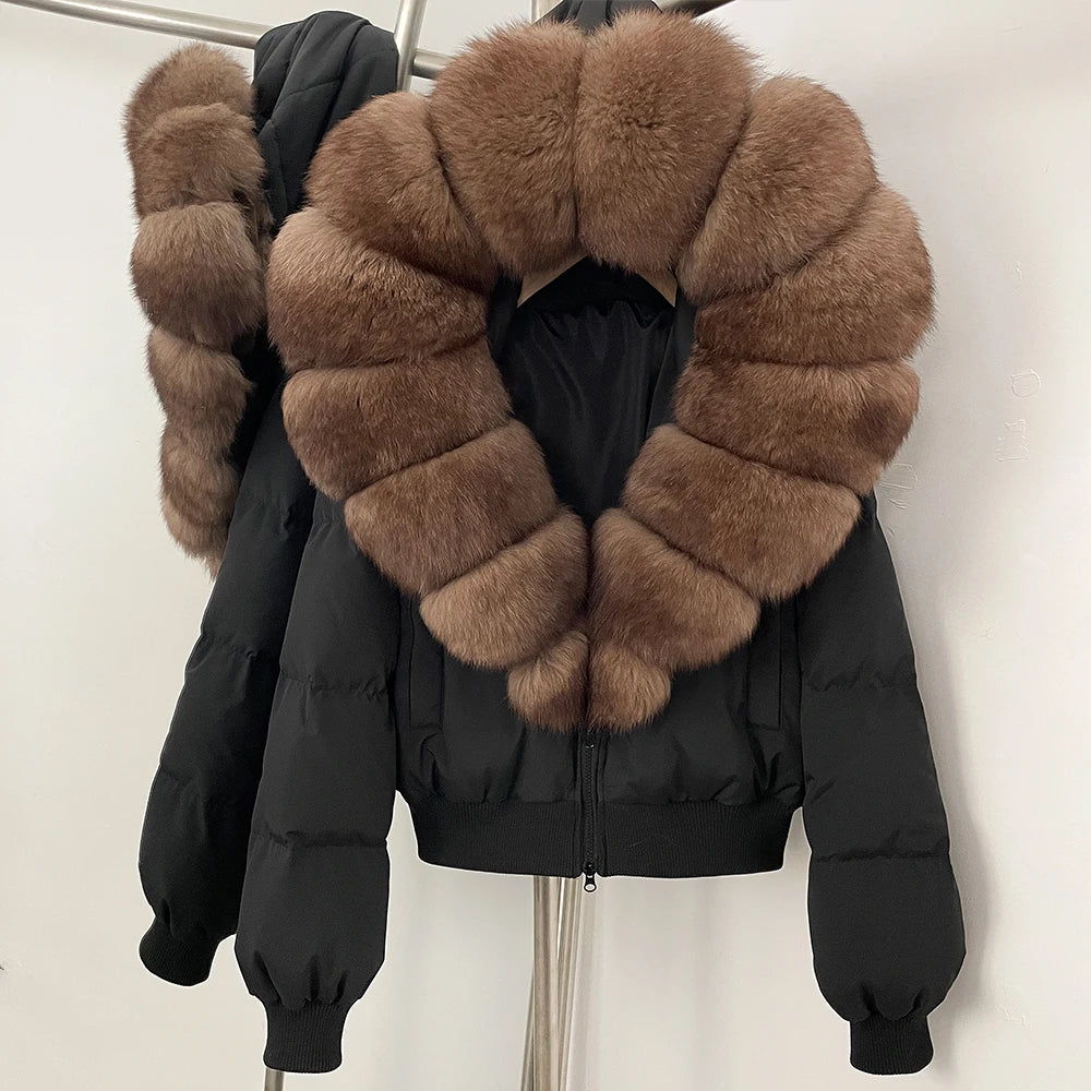 OFTBUY New Warm Thickened Autumn Winter Coat Women Short Real Fox Fur Duck Down Clothes for Women Natural Fur Puffer Coat Female