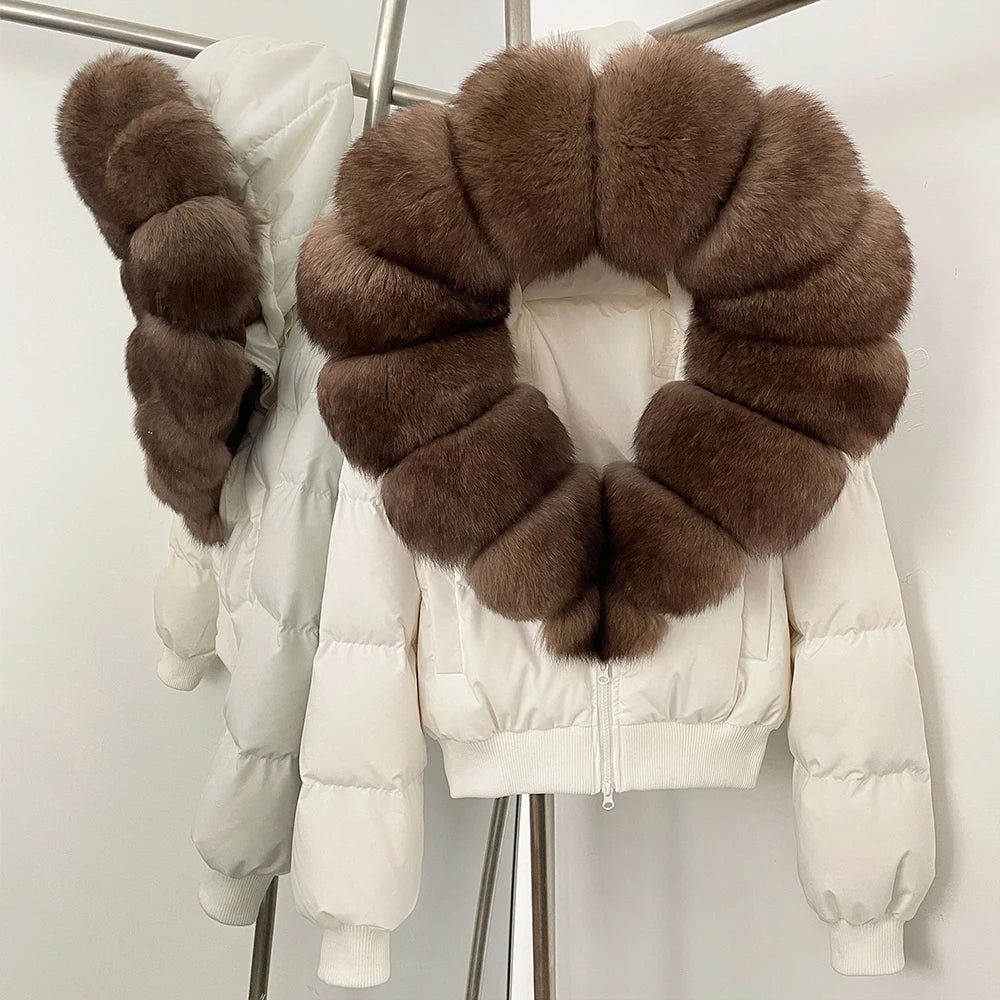 OFTBUY New Warm Thickened Autumn Winter Coat Women Short Real Fox Fur Duck Down Clothes for Women Natural Fur Puffer Coat Female