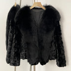 OFTBUY Short Thickened Warm Real Mink Fur Coat Female New Winter Top Clothing Women Natural Fox Fur Fluffy Outerwear Jacket Lady