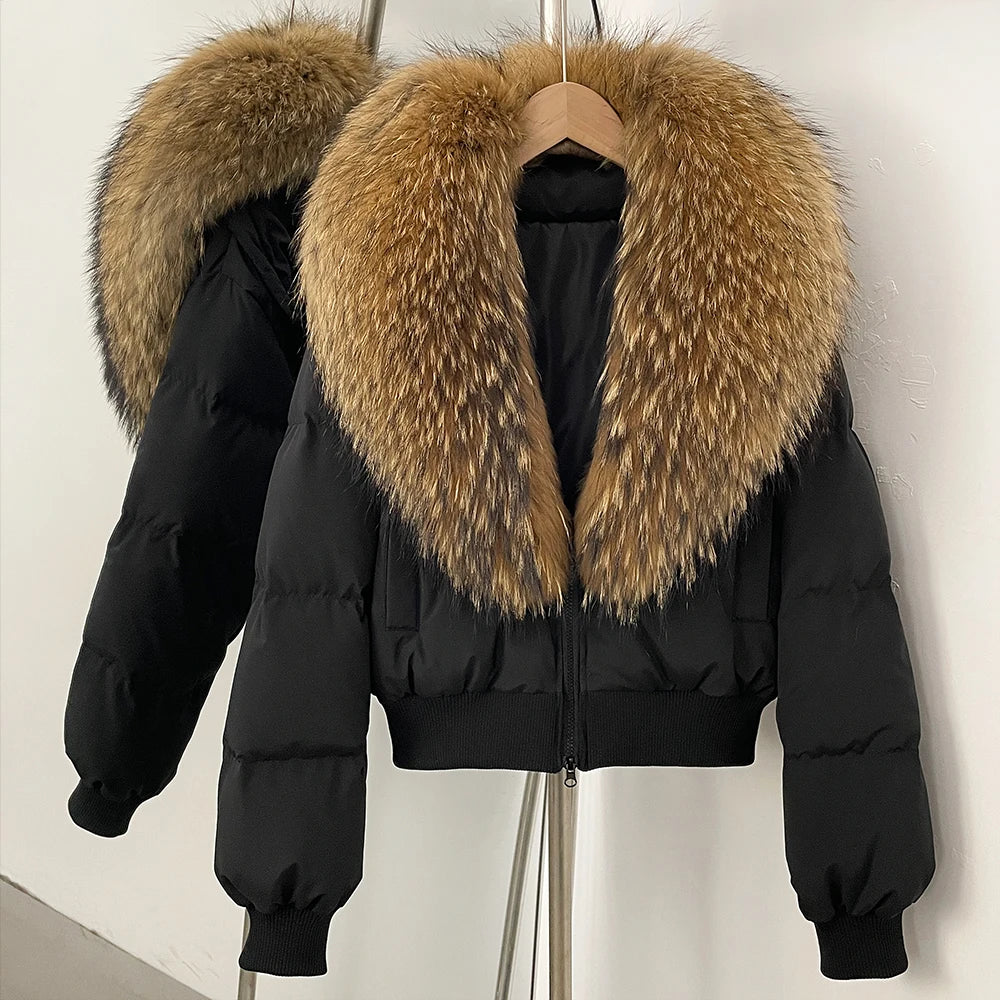 OFTBUY Knit Cuff Short Real Fox Fur Collar Duck Down Coat Female New Autumn Winter Clothes Women Genuine Fur Puffer Jacket