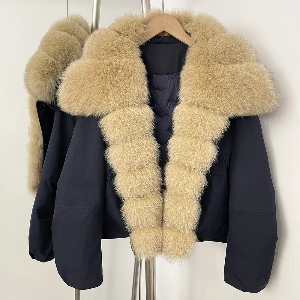 OFTBUY Women's Dcuk Down Coat with Big Real Fox Fur Collar New Winter Warm Thickened Clothing Female Natural Fur Puffer Jacket