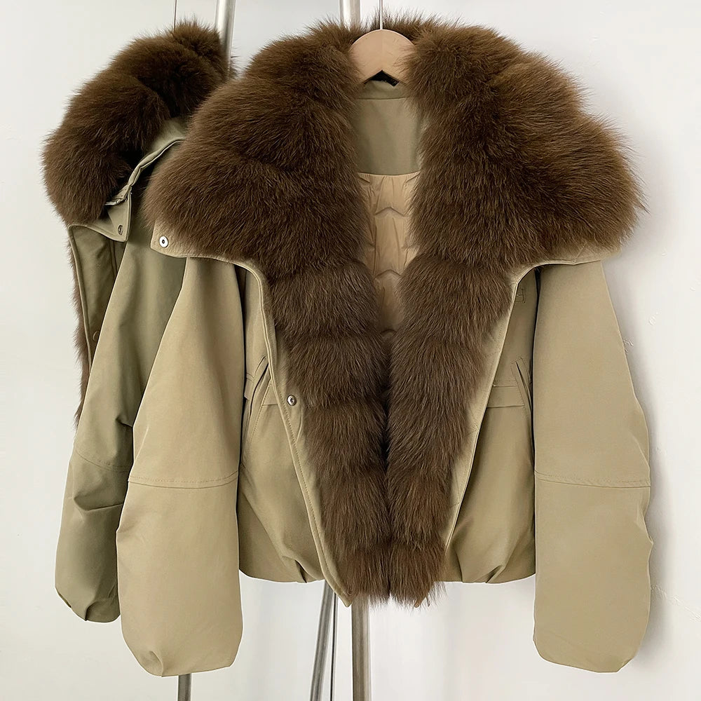 OFTBUY Women's Dcuk Down Coat with Big Real Fox Fur Collar New Winter Warm Thickened Clothing Female Natural Fur Puffer Jacket