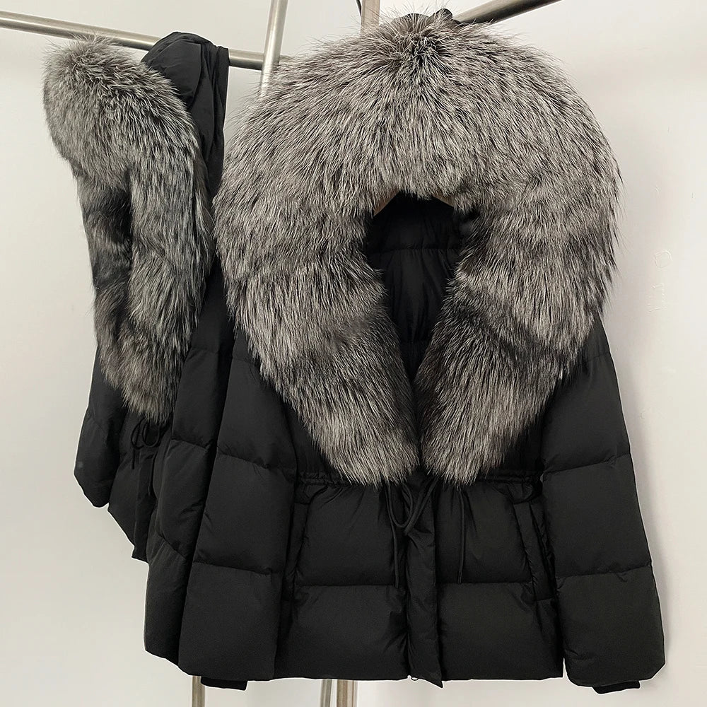 OFTBUY Big Real Fox Fur Collar Duck Down Coat Female New Winter Hooded Warm Down Clothes Women Natural Raccoon Fur Puffer Jacket