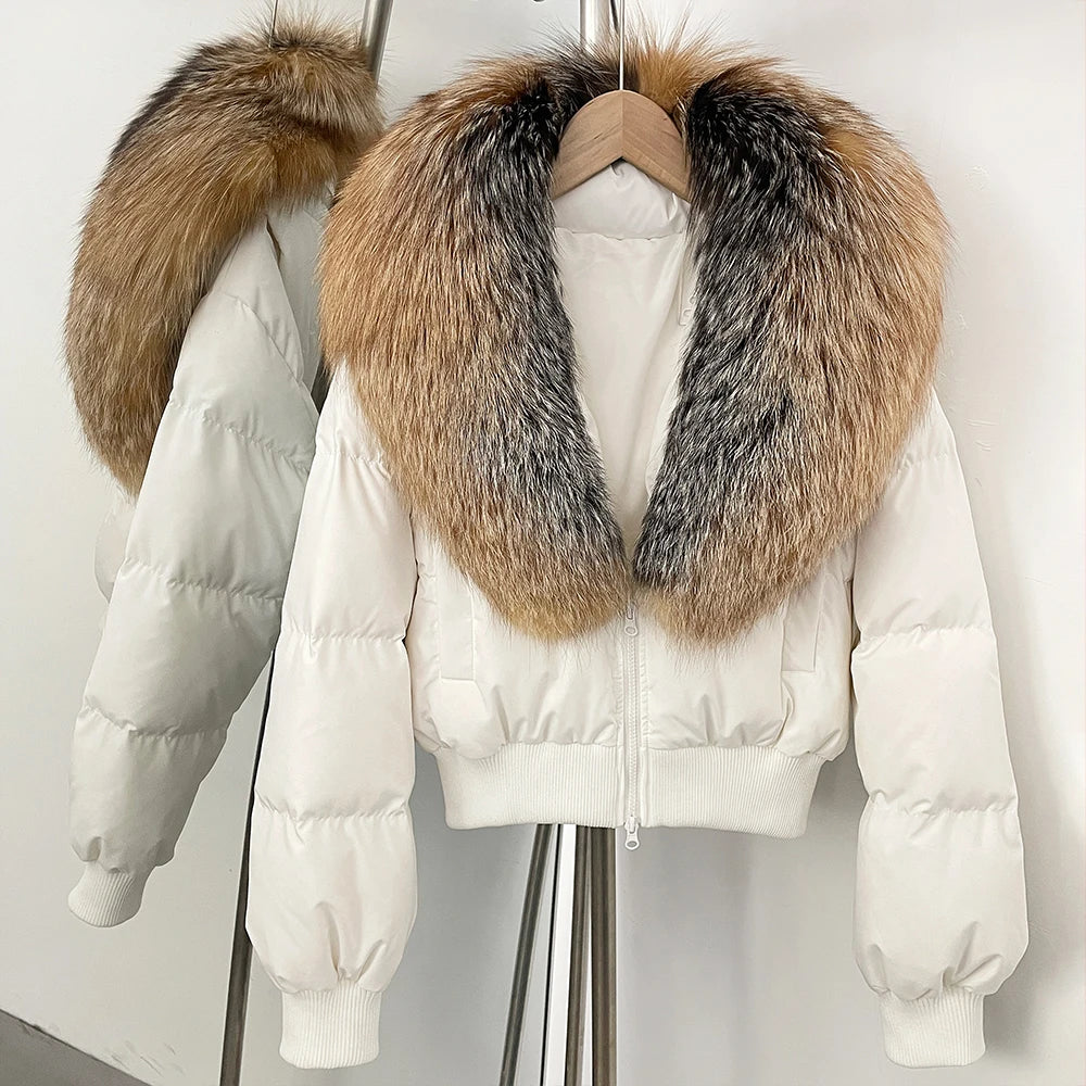 OFTBUY Knit Cuff Short Real Fox Fur Collar Duck Down Coat Female New Autumn Winter Clothes Women Genuine Fur Puffer Jacket