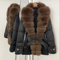 OFTBUY Luxury Women's Down Jacket women Warm Winter Parka Outerwear Duck Down Real Fox Fur Collar Belted Puffer Coat female