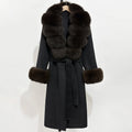 OFTBUY Fashion Warm Woolen Jacket with Real Fox Fur Collar and Cuffs New Autumn Winter Wool Clothing Women Long Belt Outerwear