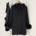 OFTBUY Warm Long Sleeves Woolen Jacket Female New Autumn Winter Clothes Women Fashion 100% Wool Coat with Real Fox Fur Cuffs =
