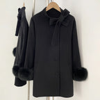 OFTBUY Warm Long Sleeves Woolen Jacket Female New Autumn Winter Clothes Women Fashion 100% Wool Coat with Real Fox Fur Cuffs =