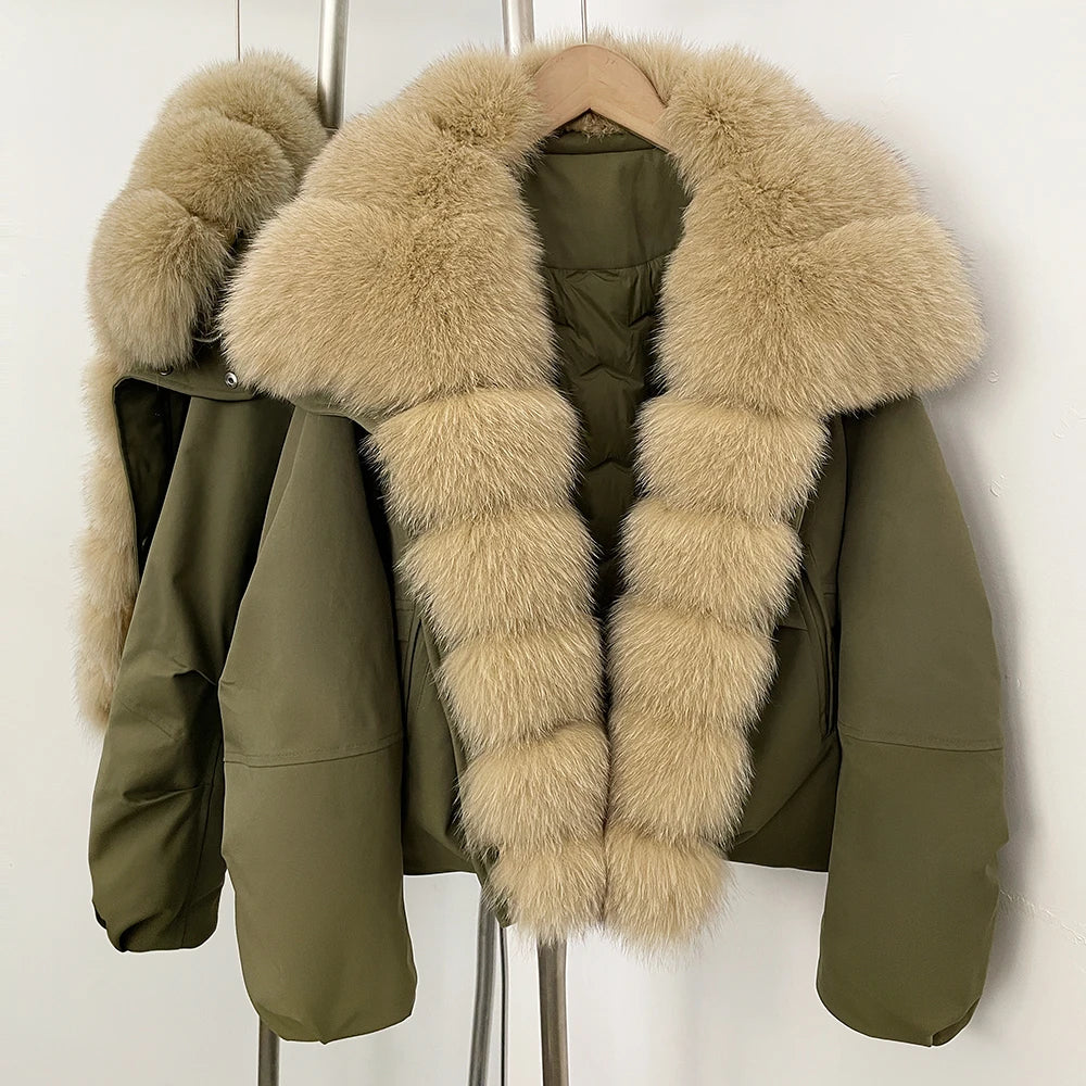 OFTBUY Women's Dcuk Down Coat with Big Real Fox Fur Collar New Winter Warm Thickened Clothing Female Natural Fur Puffer Jacket