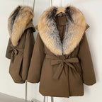 OFTBUY Natural Fox Fur Collar Fluffy Puffer Jacket Women Thickened Warm Real Fur White Duck Down Coat New Winter Parke Outerwear