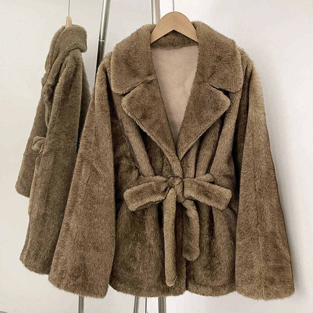 OFTBUY New Autumn Winter Faux Fur Top Clothing Women Long Sleeve Fake Fur Jacket Female Fahsion Thick Warm Artificial Fur Coat