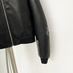 OFTBUY New Spring Autumn Faux Leather Jacket Female Fashion Knitted Collar Fake Leather Coat Women High Quality Black Clothes