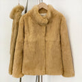OFTBUY Women's Real Rabbit Fur Coat Luxury Camel Fur Jacket with Stand Collar New Warm Autumn Winter Clothes Female Outerwear