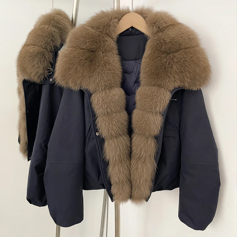 OFTBUY Women's Dcuk Down Coat with Big Real Fox Fur Collar New Winter Warm Thickened Clothing Female Natural Fur Puffer Jacket