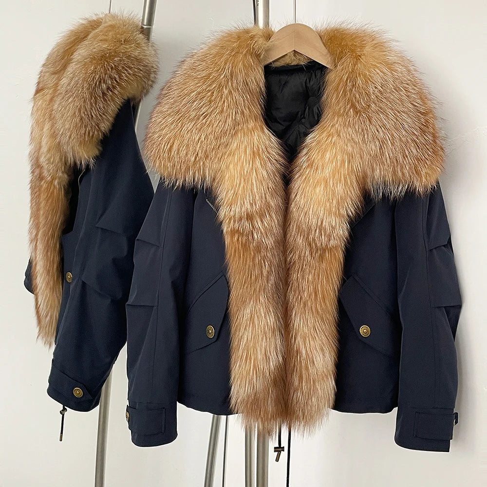 OFTBUY Warm Big Natural Fox Fur Collar Down Coat New Autumn Winter Clothing Women Waterproof Safai Real Fur Puffer Jacket Female