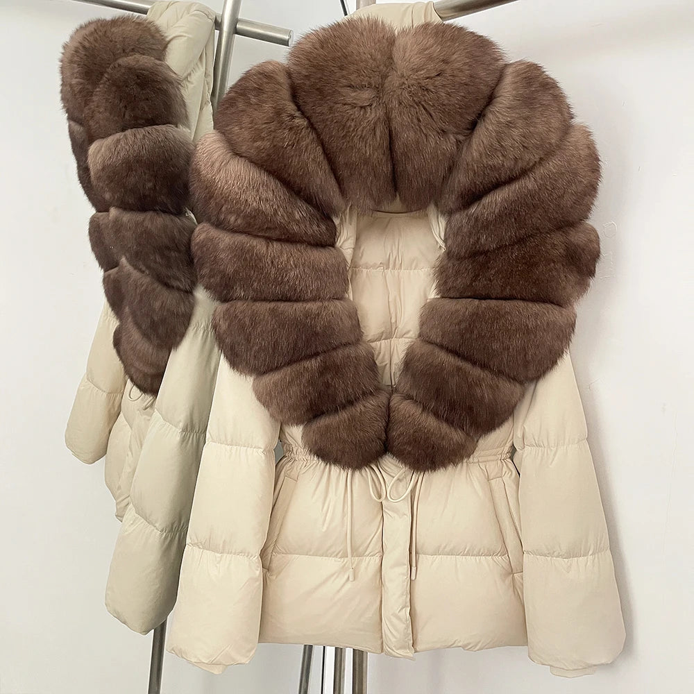 OFTBUY Big Real Fox Fur Collar Duck Down Coat Female New Winter Hooded Warm Down Clothes Women Natural Raccoon Fur Puffer Jacket
