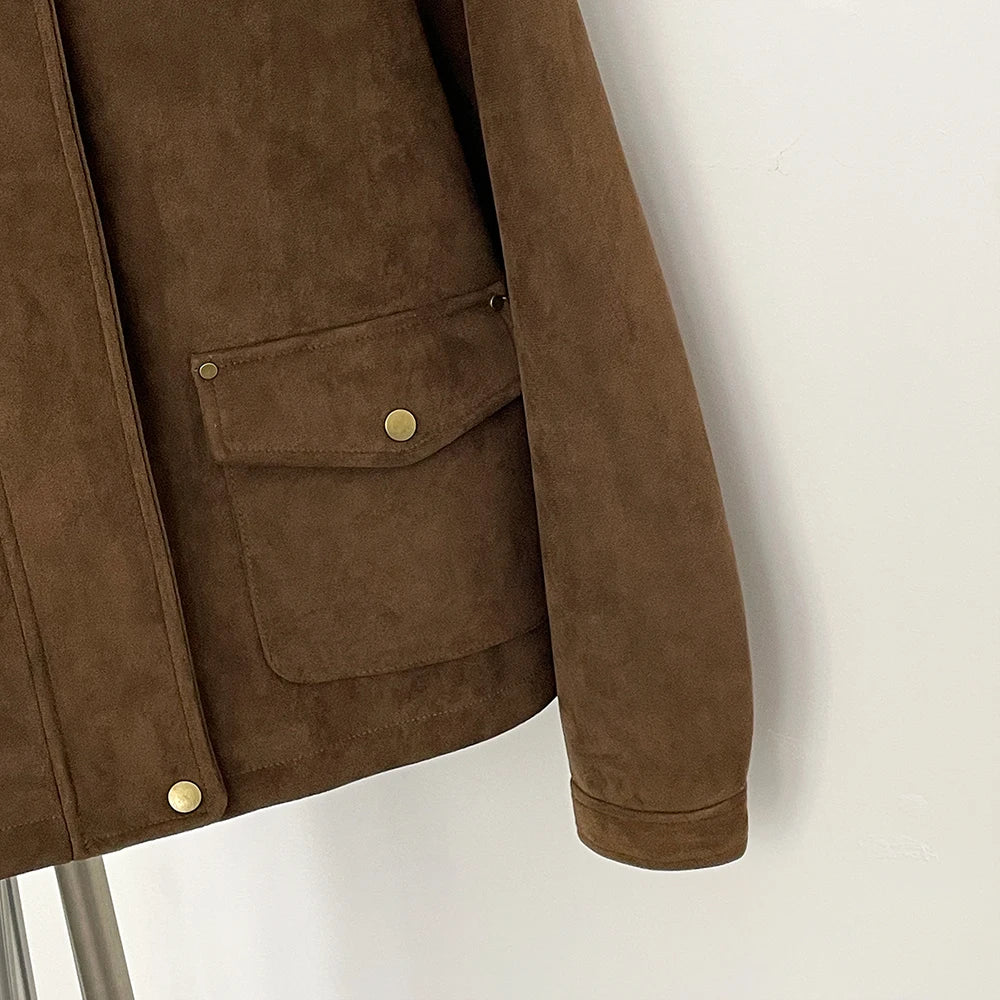 OFTBUY New Spring Autumn Faux Leather Clothes Women Fashion Short Fake Leather Suede Jacket Female Artificial Pu Leather Coat Lady