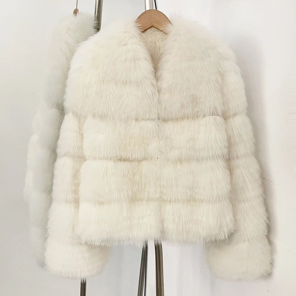 OFTBUY New Autumn Winter Clothes Women Fashion Warm Thick Real Fox Fur Jacket Female Luxury Long Natural Fur Coat Streetwear
