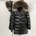OFTBUY New Hood Collar Luxury Warm Winter Women's Shiny Puffer Jacket with Real Raccoon Fox Fur Outerwear Duck Down Coat Female