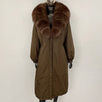 OFTBUY New Zipper Autumn Winter Clothes Women Natural Fox Fur Collar Goose Down Coat Long Warm Thickened Real Fur Puffer Jacket
