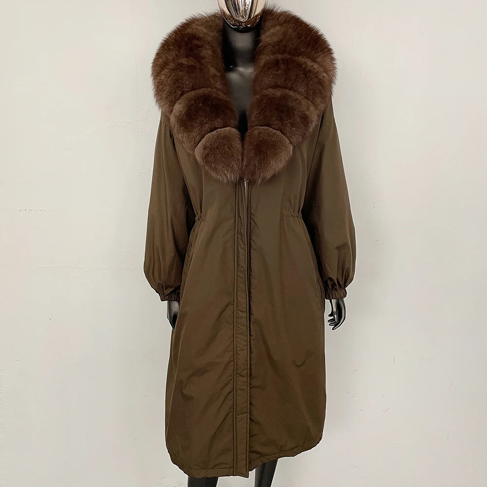OFTBUY New Zipper Autumn Winter Clothes Women Natural Fox Fur Collar Goose Down Coat Long Warm Thickened Real Fur Puffer Jacket