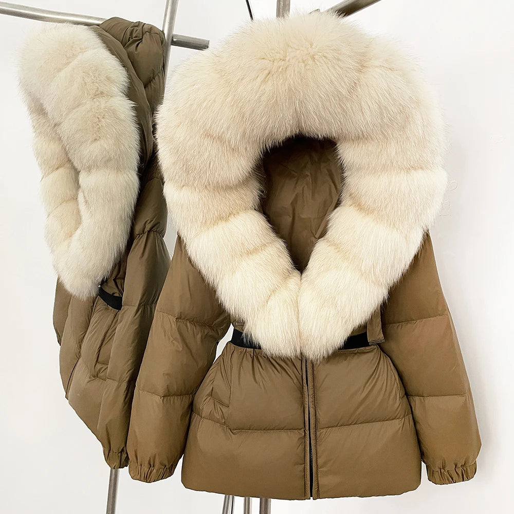OFTBUY New Winter Clothing Puffer Jacket Women Parkas Waterproof Real Fox Fur Hooded Thick Warm 90% White Duck Down Coat Female